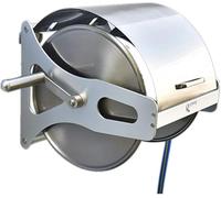 Carrello avvolgitubo portatile con ruote, montaggio a parete, in acciaio inox, con coperchio, per un facile utilizzo in giardino e all'aperto