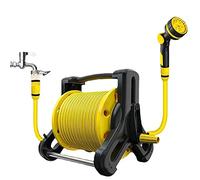 Carrello avvolgitubo portatile con tubo da 10 m, spray regolabile a 10 marce, nessun montaggio per giardinaggio e lavaggio auto