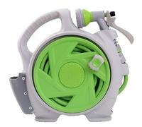 Carrello avvolgitubo portatile da giardino, 15 m, mini supporto per tubo dell'acqua con maniglia per il trasporto, design compatto per patio, balcone e camper, montaggio senza attrezzi (verde)