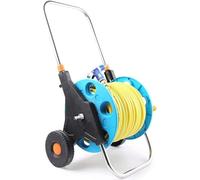 Carrello avvolgitubo portatile da giardino con tubo flessibile, design in metallo resistente per manutenzione di prati, marciapiedi e ranch