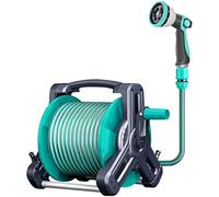 Carrello avvolgitubo portatile portatile a parete per lavaggio auto, kit di irrigazione all'aperto con tubo da 25 m, avvolgitubo da giardino durevole