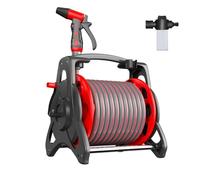 Carrello avvolgitubo regolabile con ugelli per pistola a spruzzo, supporto compatto per tubo da giardino da parete, per patio, balcone e cortile, strumento di irrigazione manuale retrattile da 40 m