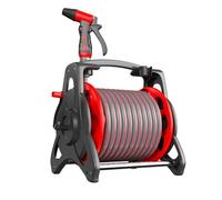 Carrello avvolgitubo regolabile con ugelli per pistola a spruzzo, supporto portatile per tubo da giardino per uso esterno, montaggio a parete e retrattile manuale, ideale per terrazze, balconi e