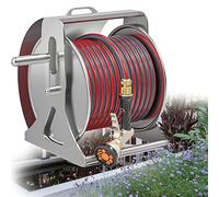 Carrello avvolgitubo resistente, montaggio a parete/pavimento, con connettore per tubo, attrezzatura per irrigazione prato e giardino, include tubo da 15 m