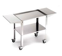 Carrello in Acciaio Inox con Mensole Laterali Richiudibili e Ruote Ompagrill