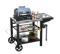 Carrello BBQ Ninja Woofire, 107x63x81 cm, lavabo, per forni da pizza, esterno, resistente