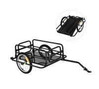 Carrello Bici con Pareti Pieghevoli e Rimovibili Gancio e 4 Catarifrangenti 139x71,5x49 cm in Acciaio e PE Nero