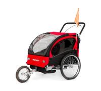 Carrello Bici Porta Bimbo Jogging Bonin NCAB Rosso Nero Acciaio