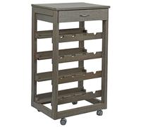 CARRELLO CANTINETTA VINO CUCINA IN LEGNO CON RUOTE RIPIANO PIASTRELLE E CASSETTO