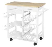 Carrello Carrellino da Cucina Salvaspazio in Legno MDF Bianco
