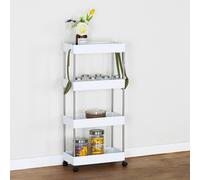 Carrello Carrellino Multiuso Mobile Spazi Stretti Portaoggetti 4 Ripiani Bianco