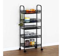 Carrello Carrellino Multiuso Mobile Spazi Stretti Portaoggetti 5 Ripiani Nero