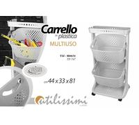 CARRELLO CARRELLINO MULTIUSO MODERNO 3 CESTE RUOTE UNIVERSALE 814433cm