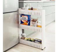 Carrello Carrellino Slim Salvaspazio Cucina Bagno Ripostiglio 3 Ripiani e 4Ruote