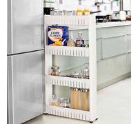 Carrello Carrellino Slim Salvaspazio Cucina Bagno Ripostiglio 4 Ripiani e 4Ruote