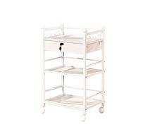 Carrello, carrello di bellezza, veicoli per riciclaggio, organizer con 1 cassetto bloccabile, carrello a rullo, cestino portaoggetti e rack per attrezzi, rovere bianco