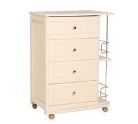 Carrello Cassettiera GIADA con PORTABOTTIGLIE con piano in ceramica AVORIO