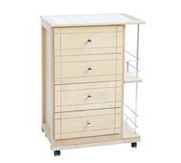 Carrello Cassettiera GIADA con PORTABOTTIGLIE con piano in ceramica NATURALE