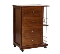 Carrello Cassettiera GIADA con PORTABOTTIGLIE con piano in ceramica NOCE