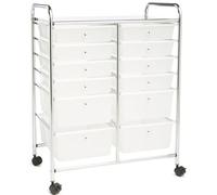 Carrello Cassettiera Multiuso Acciaio Casa Ufficio Estetista 12 Cassetti Bianco