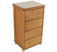 Carrello cassettiera salvaspazio LANDHELL in faggio e cassetti con guide metalliche (rovere)