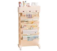 Carrello con 6 ripiani con ruote, libreria alta e stretta, per ufficio, cucina, classe, soluzione di archiviazione mobile multifunzionale