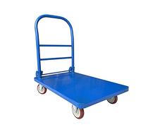 Carrello con Piattaforma in lamiera d'Acciaio per impieghi gravosi - Carrello a pianale ribassato a 4 Ruote con Maniglia Pieghevole, Elevata capacità di carico, Ideale PE