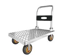 Carrello Con Piattaforma Per Carichi Pesanti Con Tappetini In Gomma E Ruote In Gomma Tpr, Carrello In Acciaio Con Capacità Di 300 Kg, Carrello A Pianale Con Pianale Da 60 * 38(Size:60*38,Color:A)