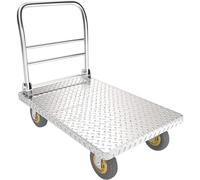 Carrello con piattaforma piatta resistente, carrello in acciaio su ruote, maniglia pieghevole per una facile conservazione, carrello a spinta per casa, ufficio e magazzino