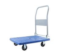 Carrello con piattaforma pieghevole per carichi pesanti con design push-pull e gancio di traino, di grandi dimensioni, blu - perfetto per il trasporto di strumenti, attrezzature e forniture