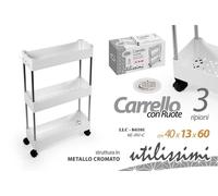 CARRELLO CON RUOTE 3 RIPIANI GICOS CM. 40X13X60