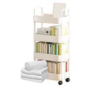 Carrello con ruote, Carrello con ruote -, multiuso con rotelle a 3/4 livelli con maniglia, carrello portaoggetti mobile multifunzionale con