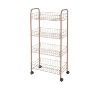 Carrello con ruote e 4 ripiani in acciaio con Polytherm rame Ascona