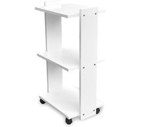 Carrello con Ruote Girevoli 80x44x28.5 cm in Legno Bianco con 3 Ripiani Portaoggetti. Ideale per Estetista, Salone di Bellezza, Parrucchieri. Mobiletto Multiuso, Made in Italy