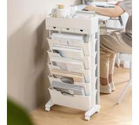 Carrello con ruote, libreria alta e stretta con ruote bloccabili e libreria mobile a 3 cassetti, per aule e studio in ufficio