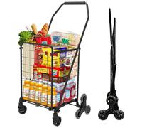 Carrello con Ruote per Salire Le Scale Robusto Design a 6 Pieghevole Extra Large Lavanderia Spesa Bagagli Nero capacità 200 libbre Nero