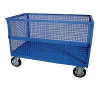 Carrello contenitore in rete una sponda ribaltabile 110x70x60 4 ruote kg500 tras
