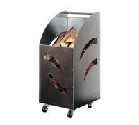 Carrello Portalegna Cesto con Ruote Ferro Battuto per Camino Caminetto 32x40xH80