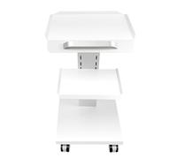 Carrello cosmetico con prese e ruote universali, regolabile in altezza, per parrucchiere, parrucchiere, beauty salon SPA, bianco