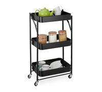 Carrello cucina 3 ripiani portafrutta porta vivande scaffale piegabile bagno
