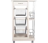 CARRELLO CUCINA IN LEGNO CON CASSETTI RUOTE SALVASPAZIO PORTAPANE PORTAFRUTTA