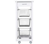 CARRELLO CUCINA IN LEGNO CON CASSETTI RUOTE SALVASPAZIO PORTAPANE PORTAFRUTTA