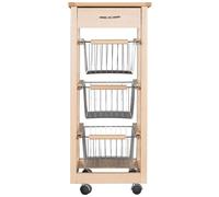 CARRELLO CUCINA IN LEGNO CON CASSETTI RUOTE SALVASPAZIO PORTAPANE PORTAFRUTTA