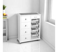 Carrello cucina legno 4 cassetti 4 cestelli bianco - OTELIA