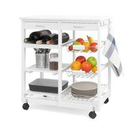 Carrello Cucina Legno con Cassetti Portabottiglie Mensole e Cestelli Portafrutta