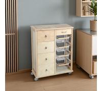 Carrello cucina legno Naturale 4 cassetti 4 cestelli - OTELIA