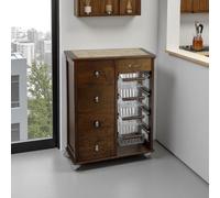 Carrello cucina legno Noce 4 cassetti 4 cestelli - OTELIA