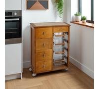 Carrello cucina legno Rovere 4 cassetti 4 cestelli - OTELIA