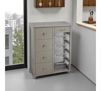 Carrello cucina legno Tortora 4 cassetti 4 cestelli - OTELIA