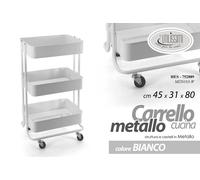 CARRELLO CUCINA METALLO 3 CESTE PORTA FRUTTA UFFICIO LAVANDERIA RUOTE 804631